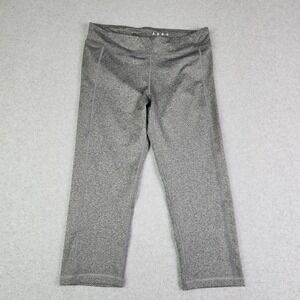 Aero Cropped Leggings Womens Large Gray Heathered Ruched Back Activewear Stretch